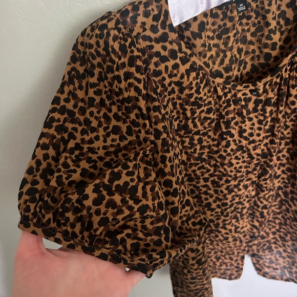 Madewell 100% cotton Leopard Print Puff Sleeve Blouse - Picture 7 of 8
